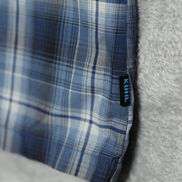Kuhl Eluxur Shirt Mens 2XL Blue‎ Plaid Short Sleeve Outdoor Hiking Performance - Picture 4 of 12